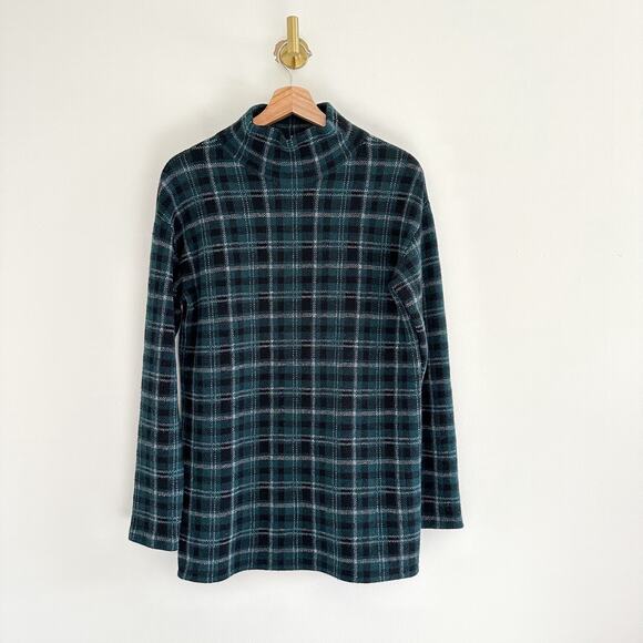 AKRIS Punto Cashmere-Blend Mock Neck Plaid Sweater In Black-Ivy - Picture 2 of 11